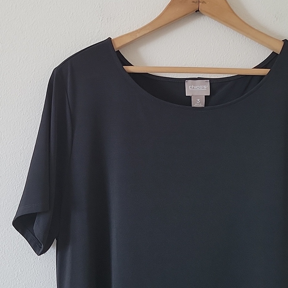 Chico's Black A-line Knit Short Sleeve Casual Dress Size‎ XL - Picture 2 of 8